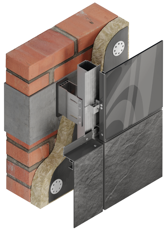 КРЕПЛЕНИЕ НА АЛЮМИНИЕВЫЙ КАССЕТНЫЙ ПРОФИЛЬ